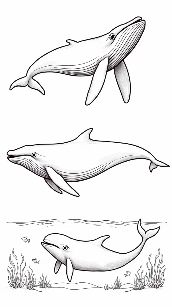 coloriages de baleines réalistes